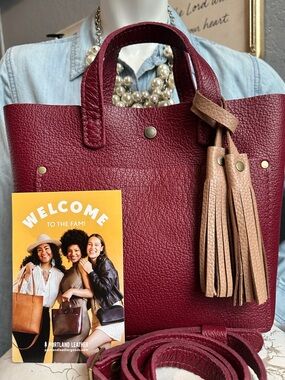 PLG Rhubarb 🦄 mini crossbody tote pebbled leather